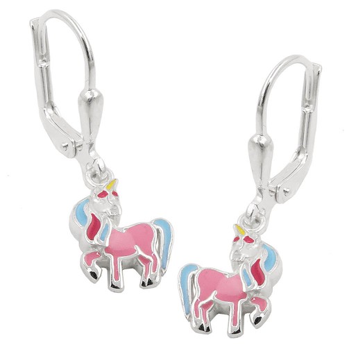 Monkimau Orecchini A Bottone Per Bambine – Unicorno In Argento 925 Smaltato – Ipoallergenici, Senza Nichel – Idea Regalo