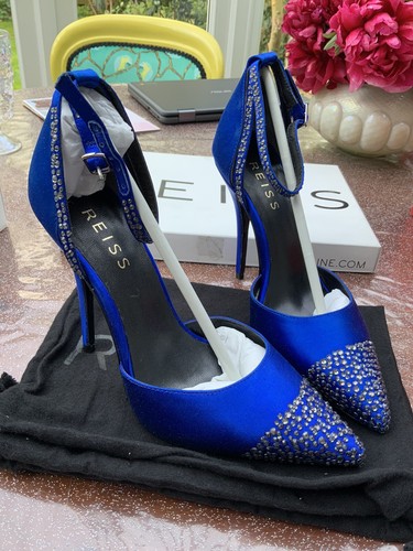 Blue Satin Ankle Strap Heels Wedding EU 