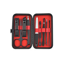 Nagelset Maniküre im Etui 9 bzw. 10-Teilig Nagelzange Nagelschere schwarz