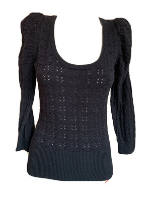 Portmans Knit Top Charcoal Grey  Jumper Sweater Workwear Casual 3/4 Sleeve Scoop
