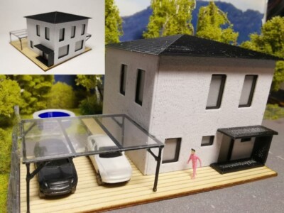 Kubushaus Berta mit Carport | Spur N | 1:160 | Bausatz