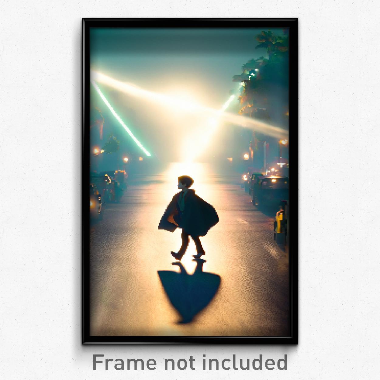 8 Bit Psychedelic Pixel Art Poster - Alive Crossing Trippy Video Game Print