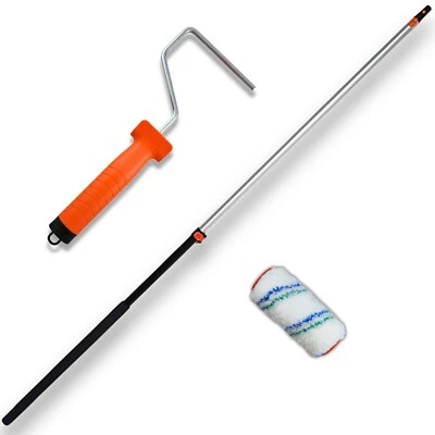 Maler Set 3tlg Malerwalze Farbroller 10cm Mikrofaser Teleskopstiel 1,8m Click - Bild 1 von 4