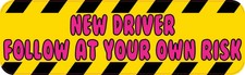 10in x 3in Yellow New Driver Bumper Magnet Magnetic Truck Signs Magnets Sign