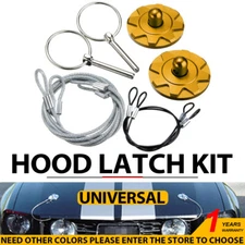 Yellow CNC Universal Car Racing Sport Bonnet Hood Pin Lock Latch Appearance Kit