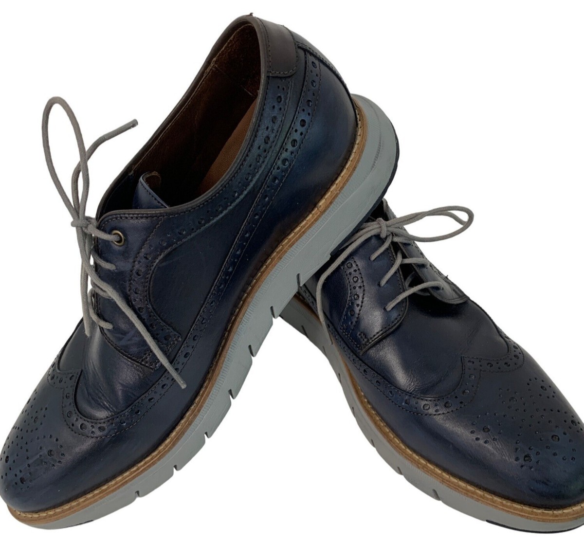 Johnston & Murphy Navy Blue Full Grain Leather Preppy Wingtip Oxfords Size 8 Johnston & Murphy Vaughn Full Grain Leather Wingtip Oxford  main image 4