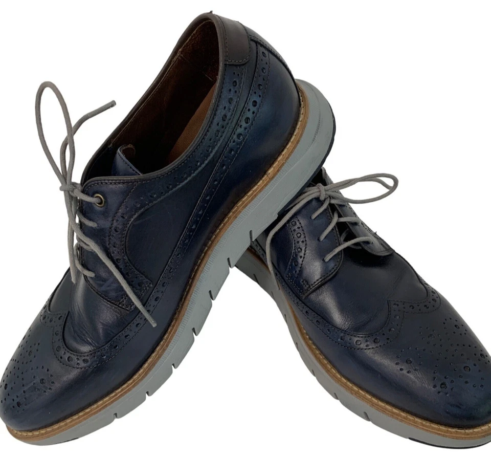 Zapatos Oxford Johnston & Murphy Vaughn Cuero Grano Completo Punta de Ala Azul Marino Talla 10M Foto 2 de 4