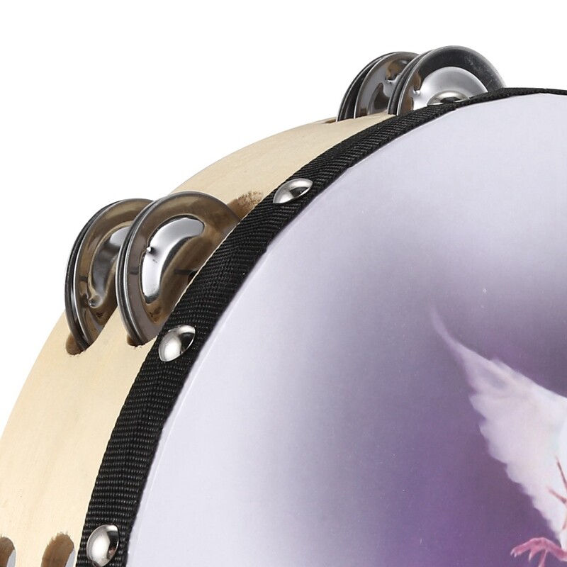 10 Inch Wooden Tambourine Bible Music Percussion Instrument Tambourine
