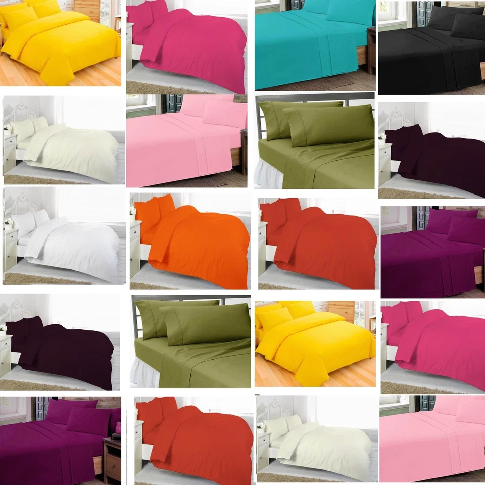 SHUMAXX FLAT SHEET New Luxury Plain Dyed FLAT SHEET Polycotton Single Double King S King