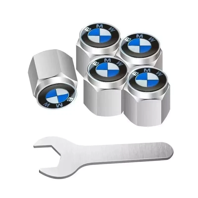 Tapas de válvula de aire de neumáticos para llantas de automóvil para BMW Roundel vástago cubierta antipolvo logotipo deportivo plateado Foto 2 de 4