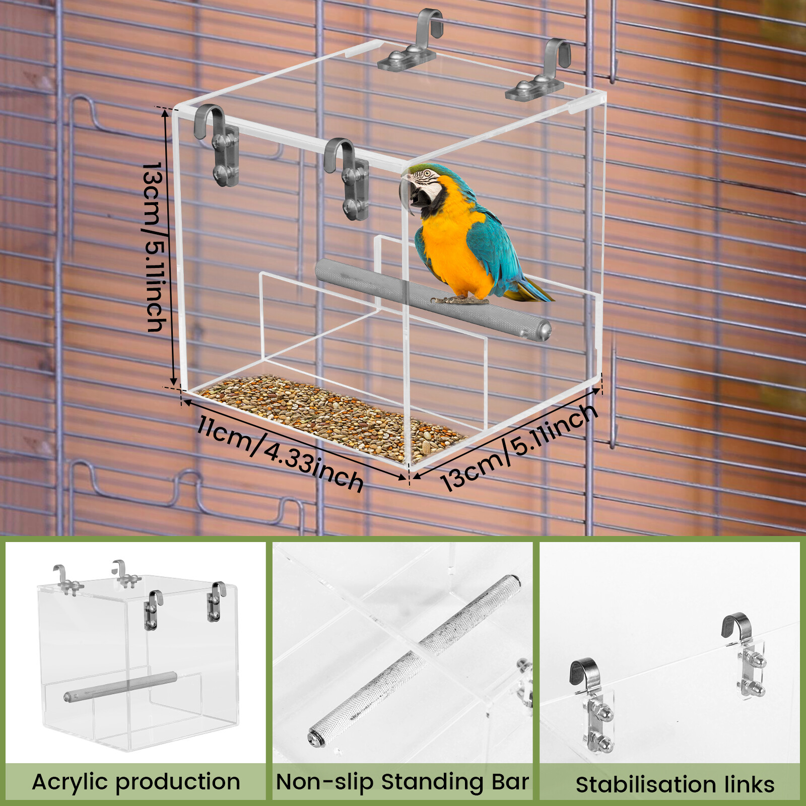Automatic Bird Feeder Clear Acrylic Bird Cage Feeder No Spill Bird Feeder l`` eBay