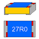 SMD-Widerstand 27 Ohm 1% 0,1 W Bauform 0603 gegurtet