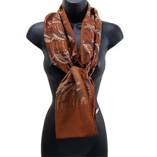 Kayser Vintage Scarf Brown Floral 11"/53" Rectangle Wrap Polyester Made In Italy