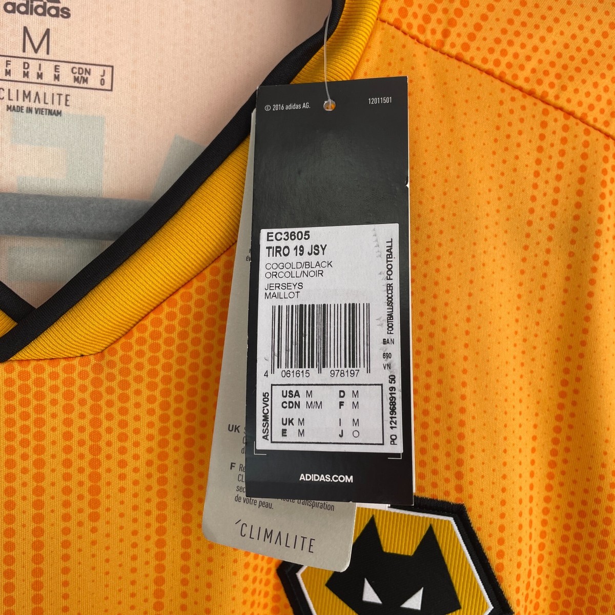 Wolverhampton 2019/2020 Adidas Home Shirt Soccer Jersey Size