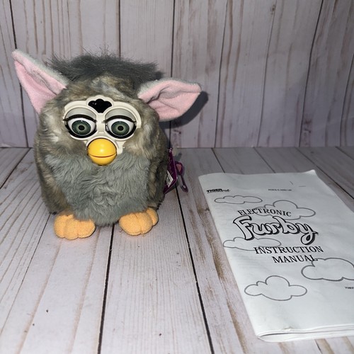 Orejas rosadas grises y blancas vintage Tiger Furby modelo 70-800 - NO FUNCIONAN