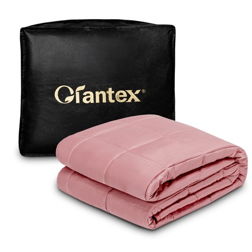 15lbs Heavy Weighted Blanket Natural Bamboo Fabric Soft Breathable 48"x72" Pink - Picture 2 of 12