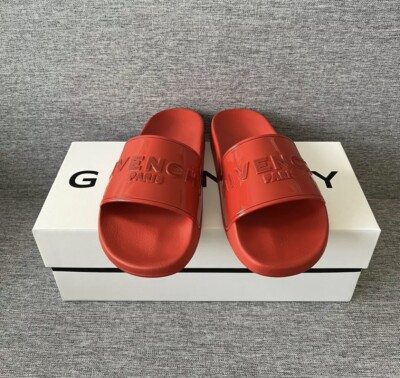 New! Givenchy Logo Pool Slide Sandal Red Womens Size 7 US 37 Eur. MSRP $325