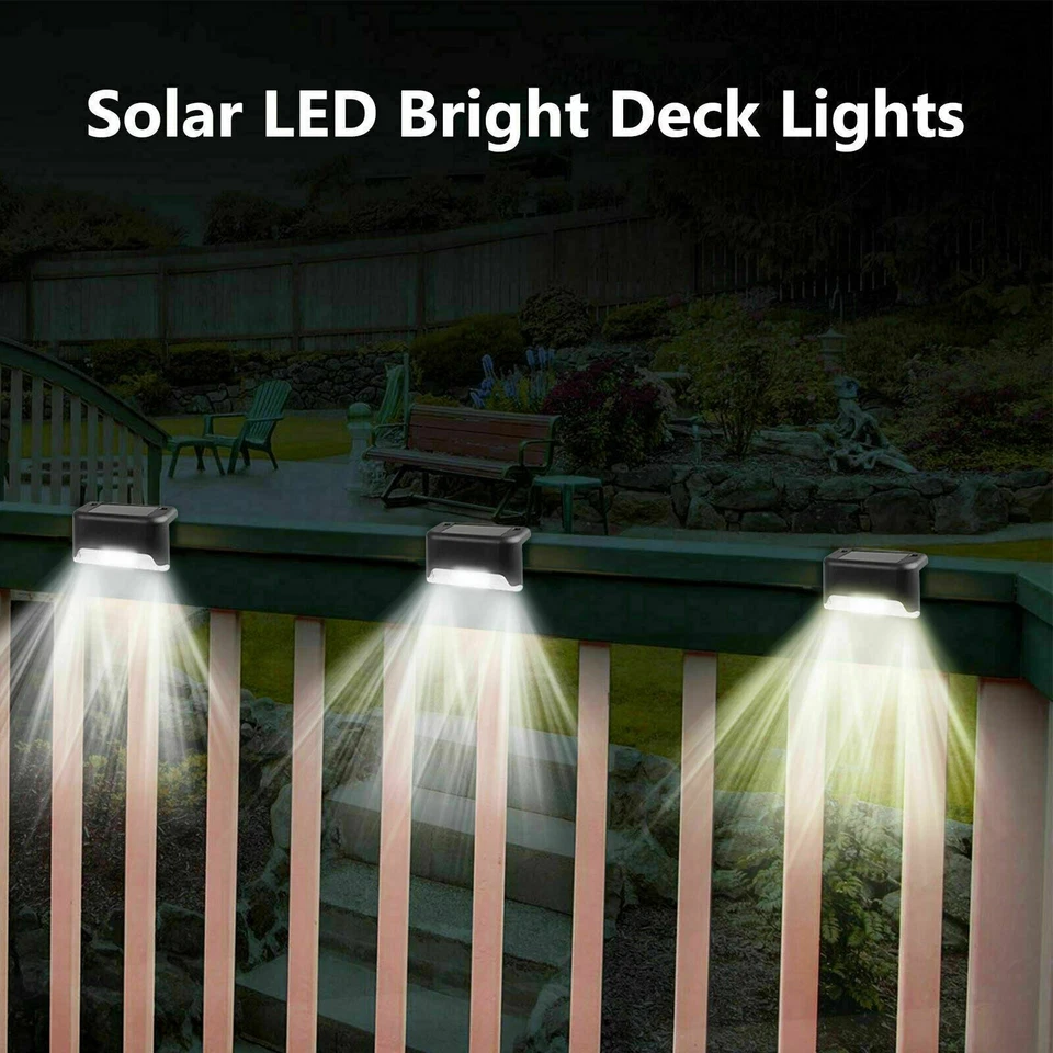 Outdoor Solar 4 LED Deck Lights Path Garden Patio Pathway Stairs Step Fence Lamp - Image 3 of 4