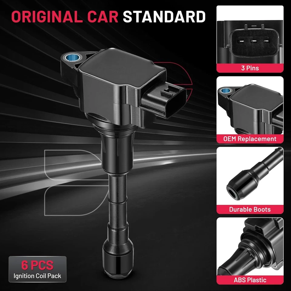 6 Replacement Ignition Coil Pack UF617 For 2011-2013 INFINITI M37 3.7L V6 - Image 2 of 4