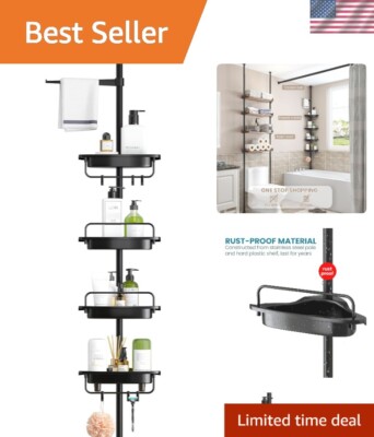 Stylish 4-Tier Corner Shower Organizer with Rust-Resistant 