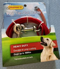 Dog Puppy  10 Ft Tie Out Cable Heavy Duty Dogs  Up To 100 LBS