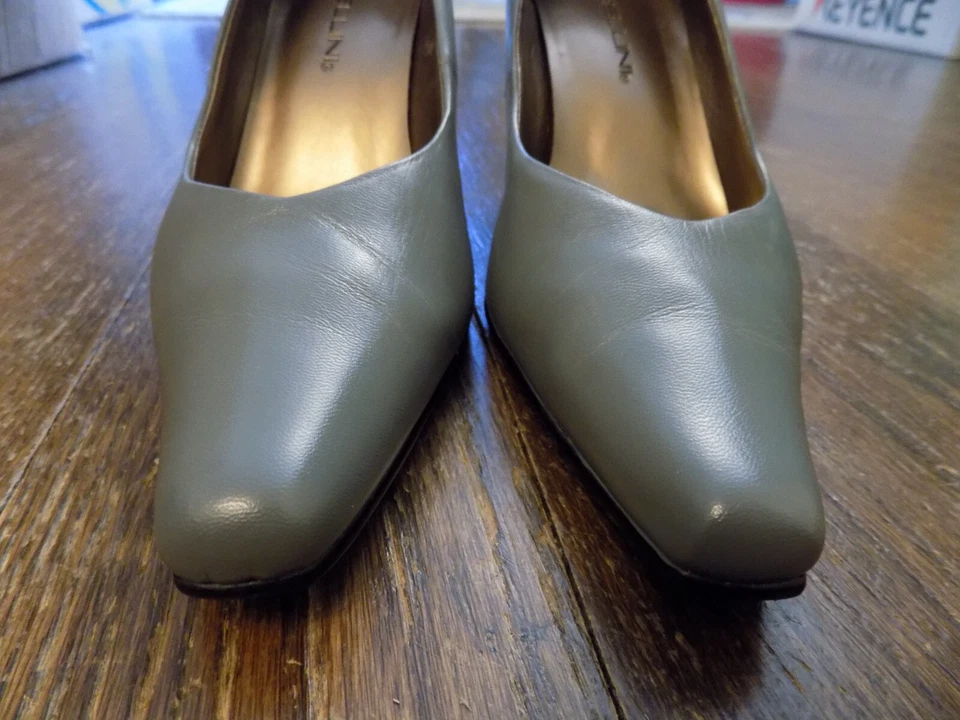 Bellini Rosa стильный кожаный насосы темно серо-коричневый размер 9 квадратный носок 3» каблуки EUC чистый - Изображение 3 из 4