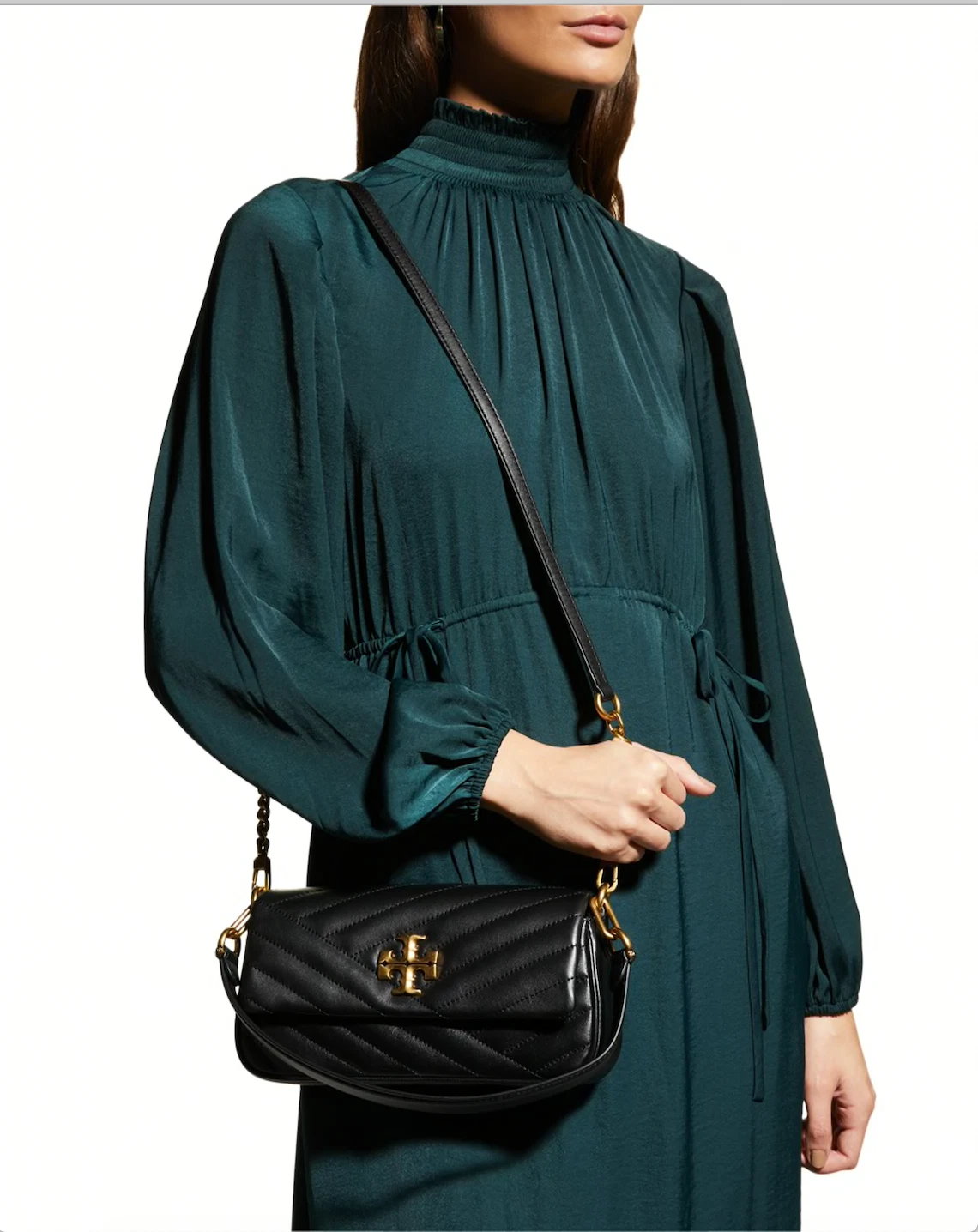 Borsa a tracolla Kira Chevron nuova con etichette $498 tory burch nera