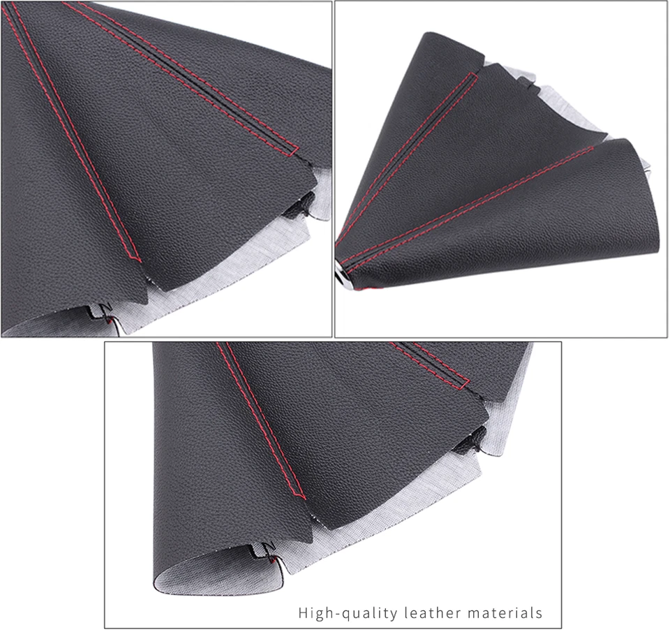 Shift переключатель загрузки чехол универсальный кожаный Gear ручной черный w/красный стежки - Изображение 4 из 4