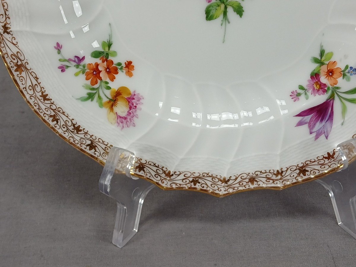 Set of 4 KPM Berlin Hand Painted Floral Gold Alt Brandenstein 8 5