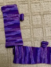 Gloves Fingerless Sleeves Hand Made Knitted Nepal Purple Striped Warmers 7