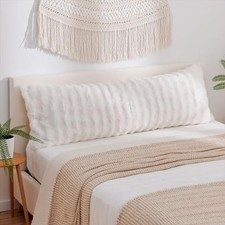 Faux Fur Body Pillow Cover, Super Soft Fuzzy Plush Bedding 20" x 54" White