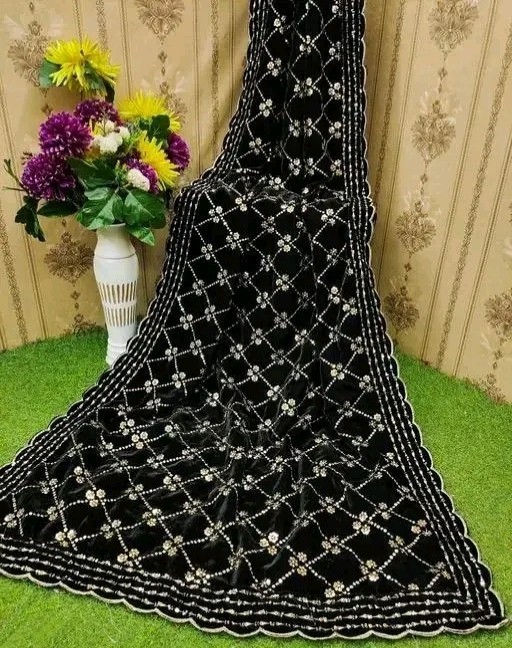 Embroidered Dupatta velvet bridal shawl Ethnic Scarf  Wedding stole women chunni