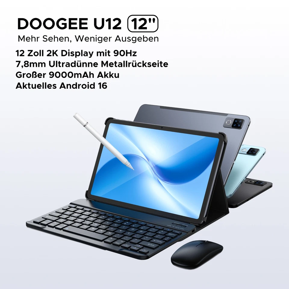 DOOGEE U12 Android 16 Tablet 12 Zoll 24GB+128 GB 9000mAh Gaming Tablet 2025 Set - Bild 2 von 4