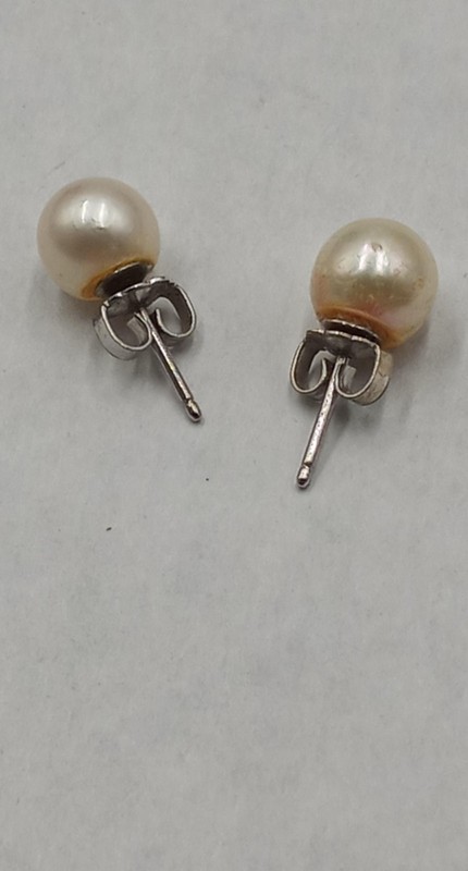 14K Gold Pearl Stud Earrings 7.34mm 1.86g XRF Acid Tested Estate Fine Jewelry