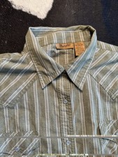 Wrangler Men's XL Cowboy Cut Western Work Shirt Chambray, Pearl Snap,