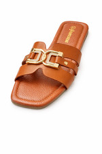 Ladies Sandals Womens Slip On Sliders Fashion Stylish Premium PU Leather UK NEW