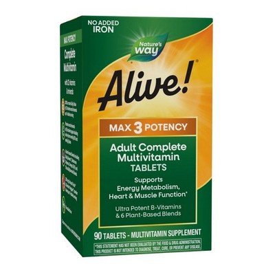 Alive! Max3 Potency Adult Complete Multivitamin-No Adde