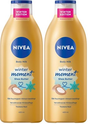 NIVEA Body Milk Winter Moment, Lotion 400 ml (2er Pack), Durchsichtig 