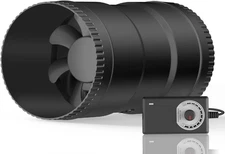 6 Inch Inline Booster Duct Fan with Speed Controller - 345 CFM Airflow with 19.2