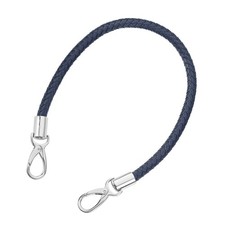 50cm Short Leather PU Braided Purse Replacement Handle - Dark Blue, Silver