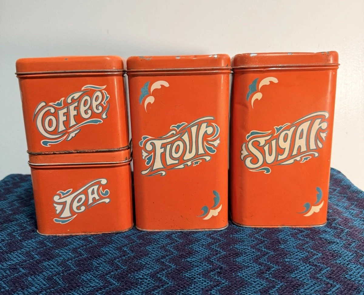 vintage tin canister set products for sale | eBay