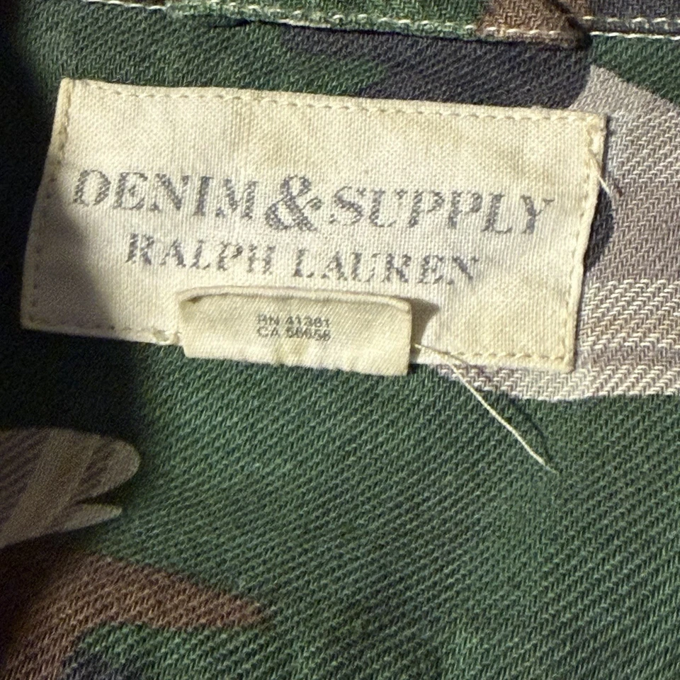 Camisa Ralph Lauren Denim Supply Para Hombres Grande Verde Marrón Camuflaje Militar Ejército Foto 4 de 4