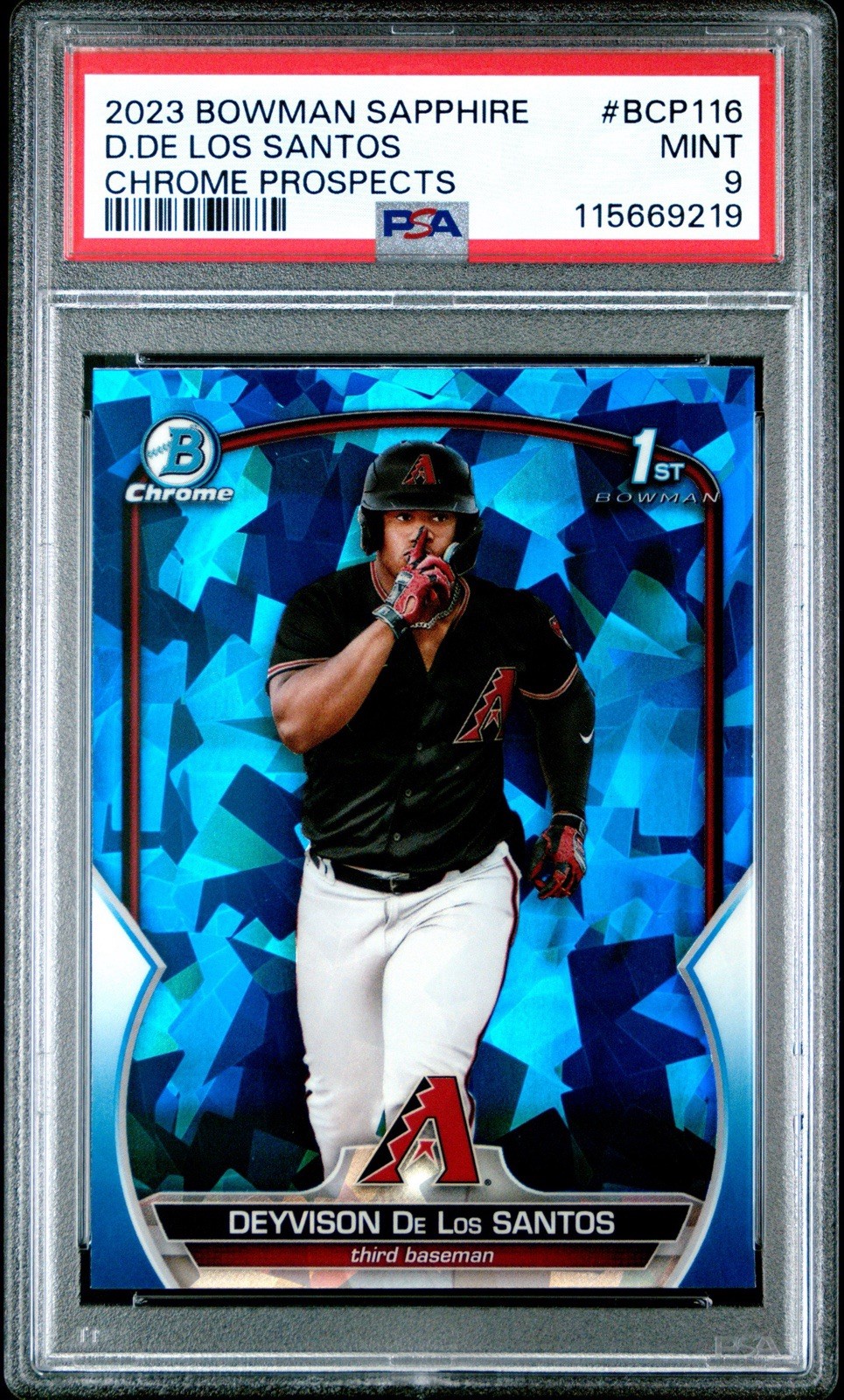 2023 Bowman Sapphire Baseball Deyvison De Los Santos 1st Prospect PSA 9 #BCP116