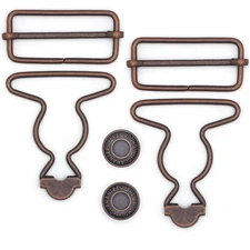 4 Sets Overall Buckles Metal Suspender Buckles with Adjustable Buckle Slider ...