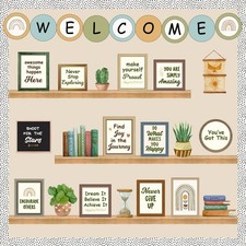 Welcome Back to School Bulletin Board Decorations, Boho Classroom Decor, Gree...