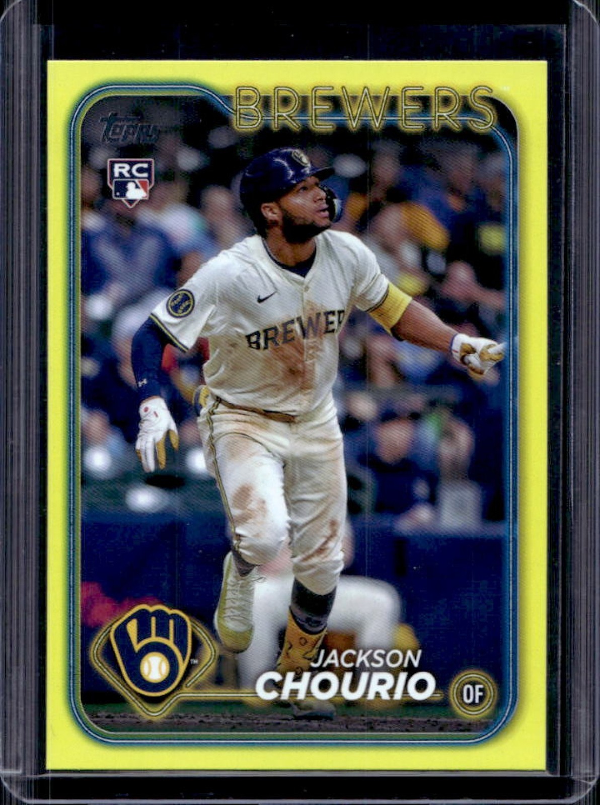 2024 Topps Update Jackson Chourio RC Yellow Rainbow Foil Rookie #US240 Brewers