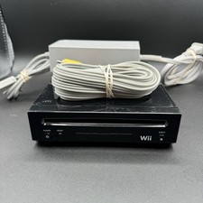 Nintendo Wii Black Console RVL-001 USA Model Tested Working Cords Power AV