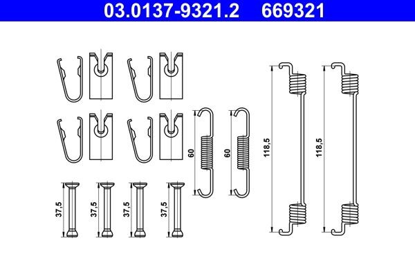 ZubehÖRsatz Bremsbacken Hinten Ate 030137 93212 FÜR Fiat Lada ZubehÖR KIT-image