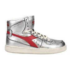 diadora Mi Basket Silver Used Perforated Metallic High Top Womens Silver Sneake