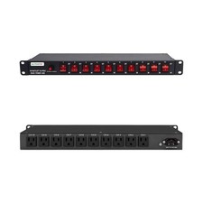 10-Outlet 1U Horizontal PDU Rack Mount Power Strip - Overload Prote... Fast Ship